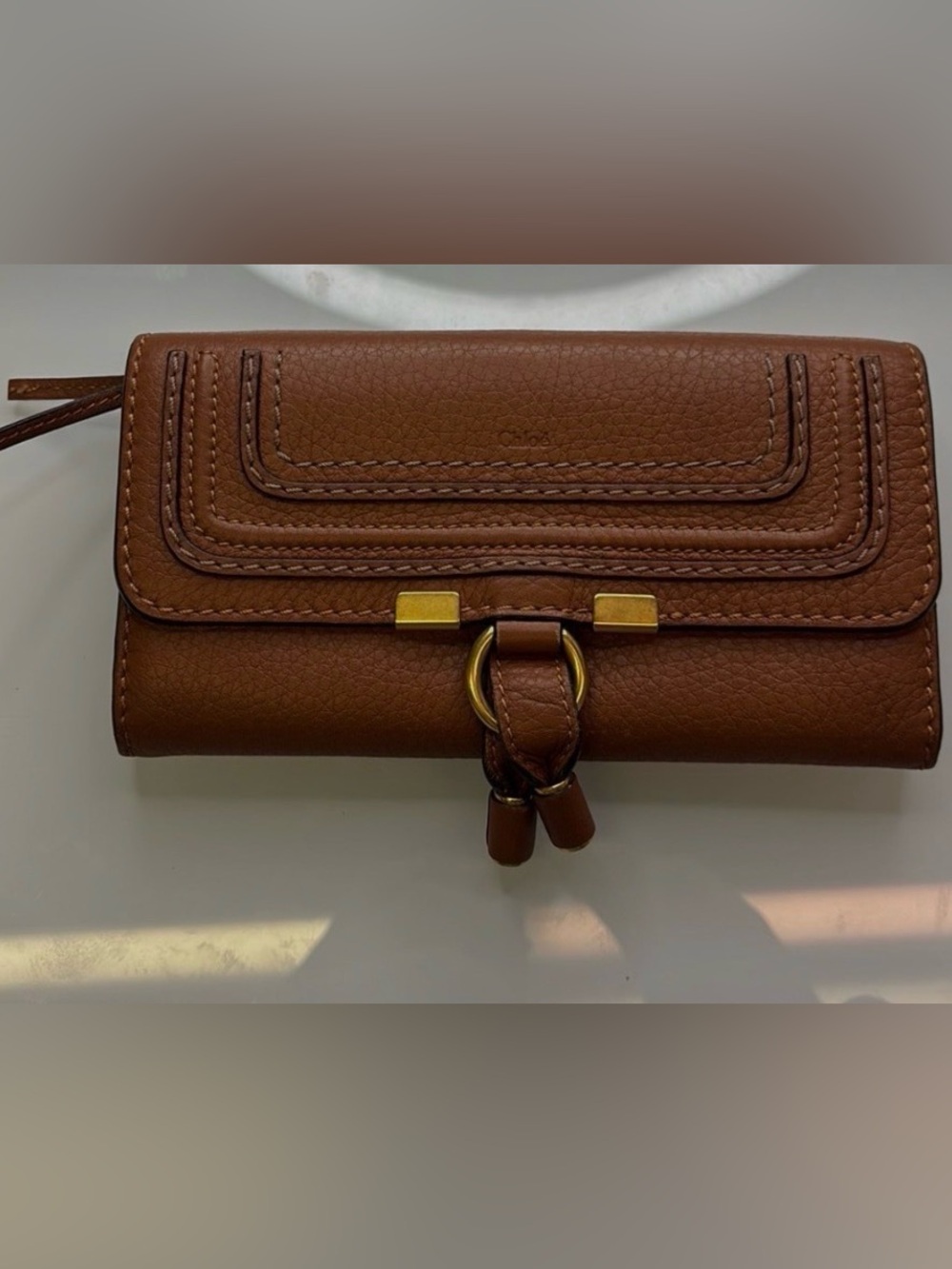 Chloe Brown Pebbled Leather Wallet with Gold-Tone Hardware excellent condition.